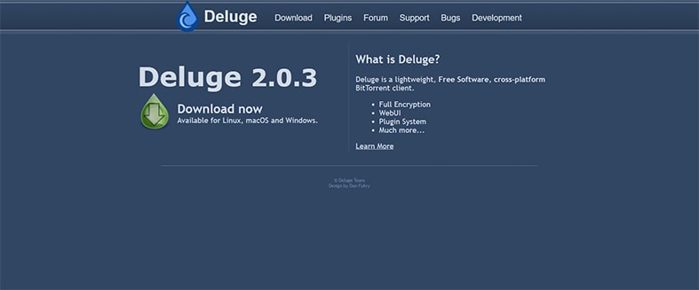 An image featuring Deluge website