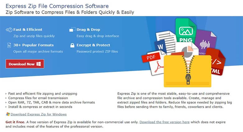 An image featuring Express Zip File Compression Software screenshot