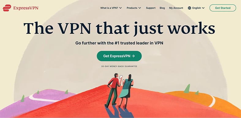 An image featuring the homepage of ExpressVPN