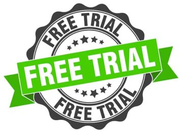 An image featuring free trial stamp logo concept