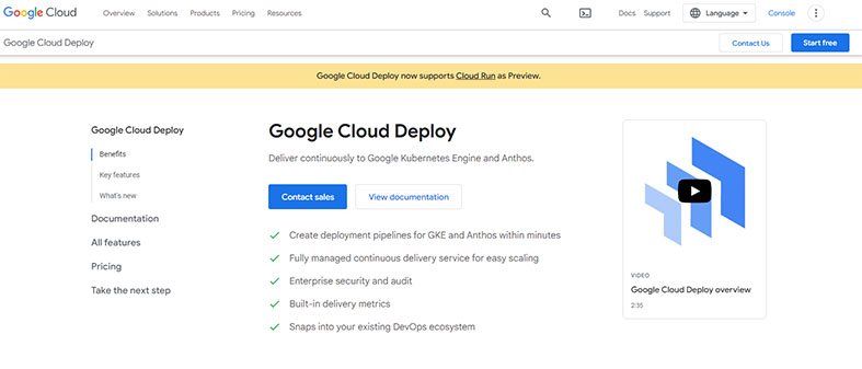 An image featuring Google Cloud Deploy website screenshot