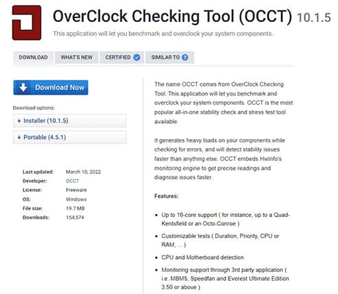 An image featuring OverClock Checking Tool information screenshot