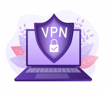 An image featuring a laptop that has VPN application on it concept