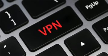 An image featuring a VPN key on keyboard with red color concept
