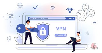 An image featuring two people using a VPN service concept