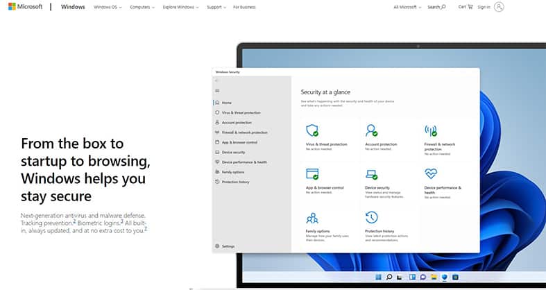 An image featuring Windows Security website