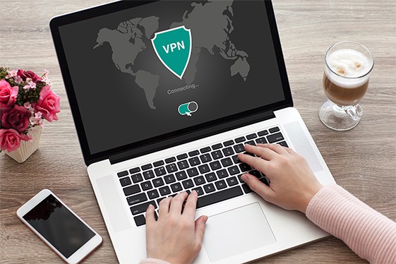 an image with VPN activated on laptop 