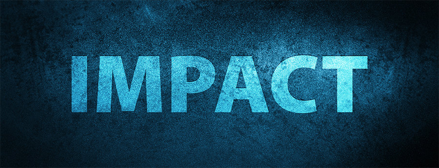 an image with impact written on blue background