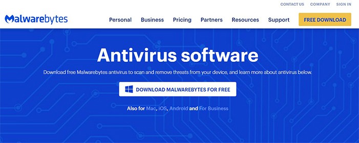 an image with Malwarebytes homepage screenshot