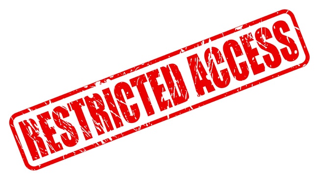 an image with restricted access red banner on white background 