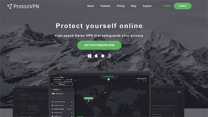 an image with Proton VPN homepage screenshot