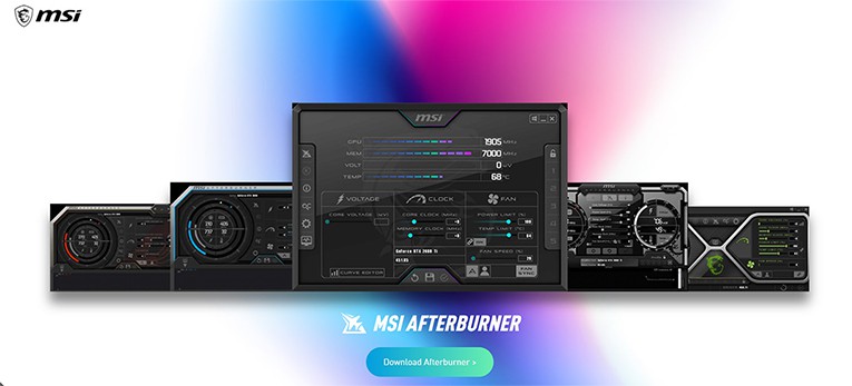 an image with MSI Afterburner homepage screenshot