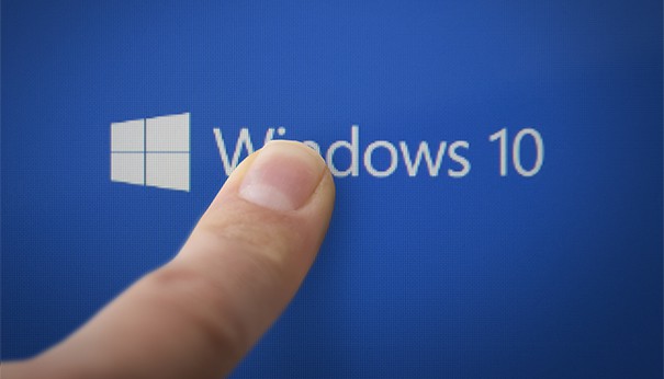 an image with finger touching Windows 10 