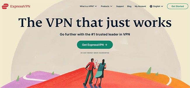 an image with ExpressVPN homepage screenshot