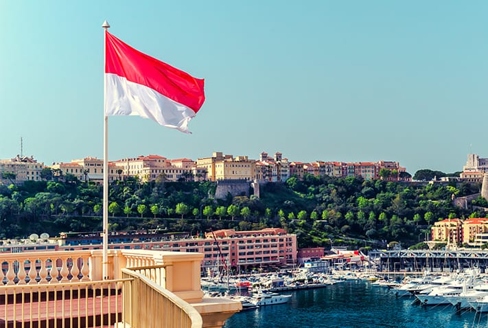 an image with Monaco principality with national flag 