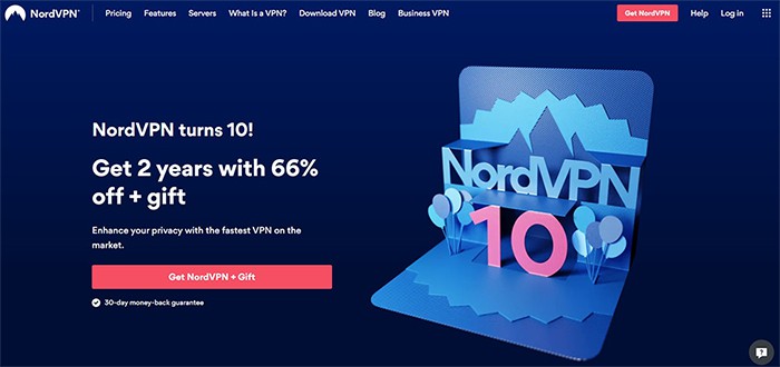 an image with NordVPN homepage screenshot