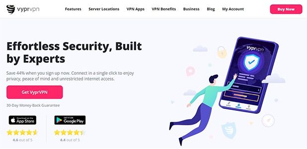 an image with VyprVPN homepage screenshot