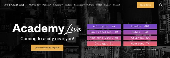 an image with AttackIQ homepage screenshot
