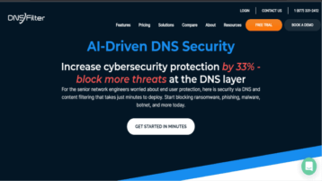 An image featuring the homepage of DNSFilter