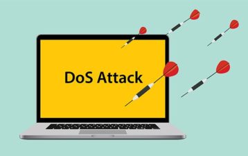 an image with DoS attack on laptop vector illustration 