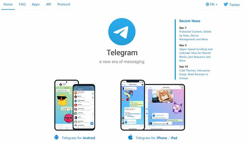 an image with telegram homepage 