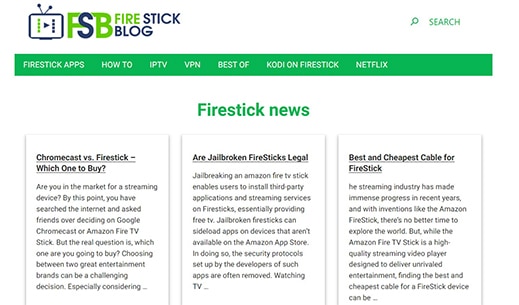 an image with FireStick blog homepage