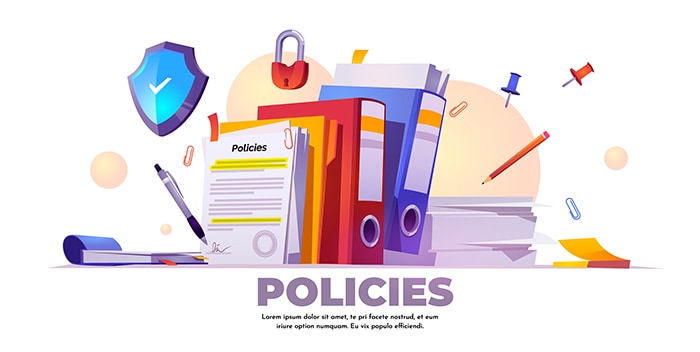 an image with Policies Banner concept. cartoon illustration 