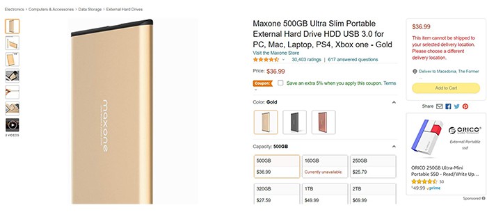an image with Maxone 500GB Ultra on Amazon