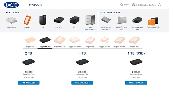 an image with Lacie Rugged Mini 4TB homepage 
