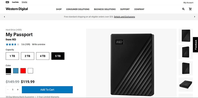 an image with  WD My Passport (5TB) on Western Digital site