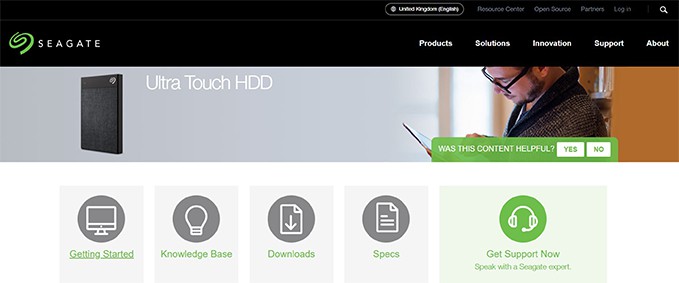 an image with Seagate Backup Plus Ultra Touch homepage 
