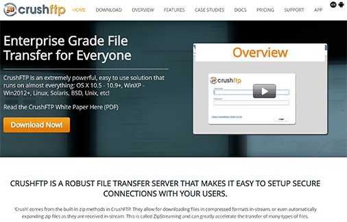 an image with CrushFTP  homepage screenshot