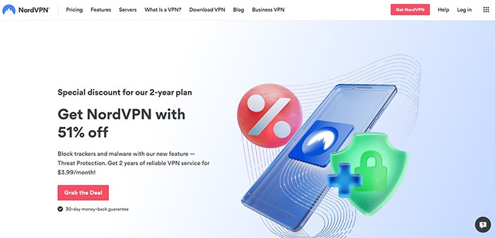 an image with NordVPN homepage screenshot