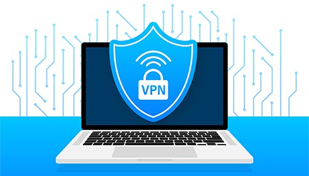 an image with VPN opened on laptop vector illustration 