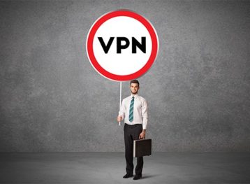 an image with business man holding VPN sign