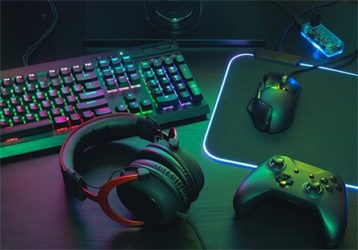 an image with gaming tools on desk