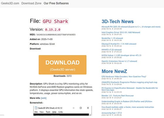 an image with Geeks3d.com homepage screenshot