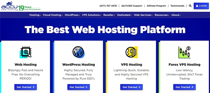 an image with Accuweb hosting homepage screenshot 