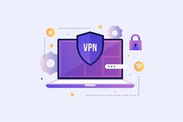 an image with VPN on laptop vector illustration 