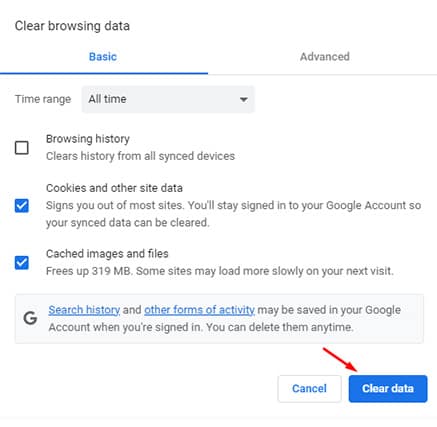 An image featuring how to clear cache on Google Chrome step10