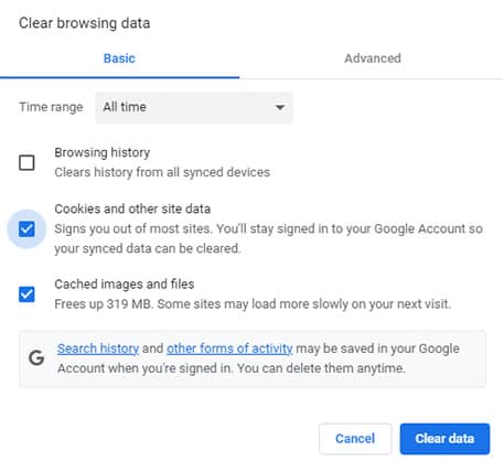 An image featuring how to clear cache on Google Chrome step9