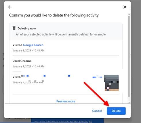 An image featuring how to delete Google search history on a desktop computer step5