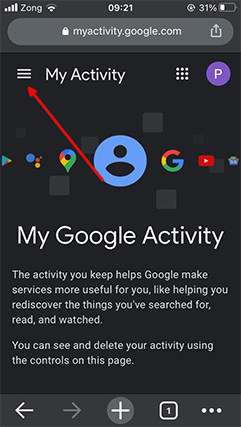 An image featuring how to delete Google search history on an iOS device step2a