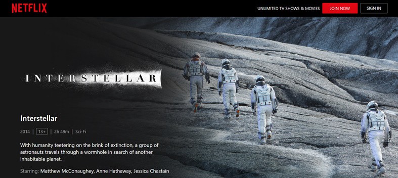 Watch Interstellar Movie on Netflix