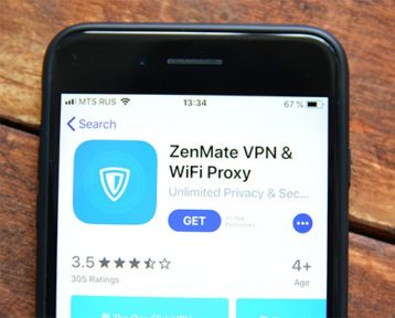 an image with ZenMate VPN  opened on playstore