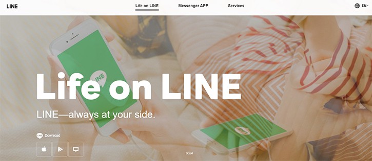 an image with Line homepage