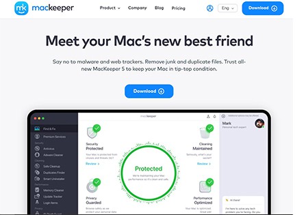 an image with MacKeeper 5 homepage 