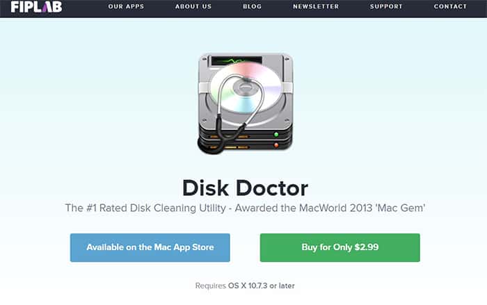 an image with Disk Doctor homepage 