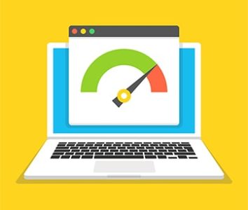 an image with Internet speed test opened on laptop vector illustration 