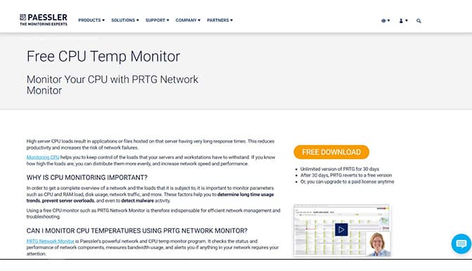 an image with CPU Temp Monitor homepage